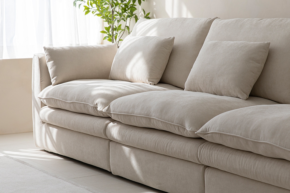 듀커소파 DK287 4인 크림 아이보리 워셔블+풀커버링 구스다운  패브릭소파