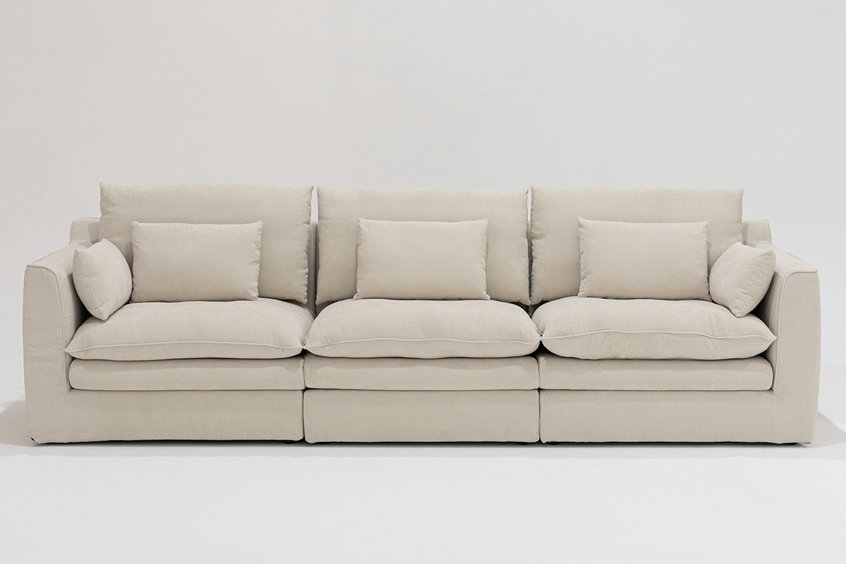 듀커소파 DK287 4인 크림 아이보리 워셔블+풀커버링 구스다운  패브릭소파