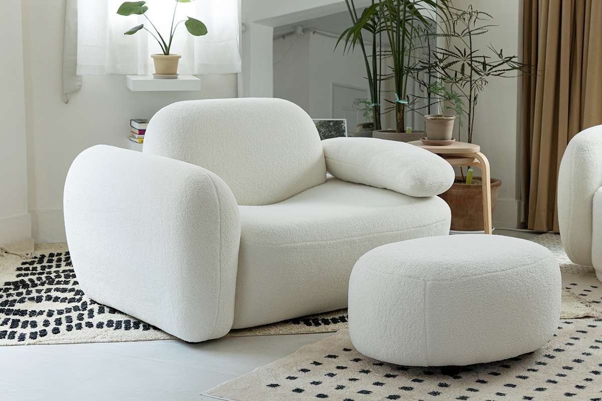 듀커쇼파 DK293 화이트 부클레 1인 소파