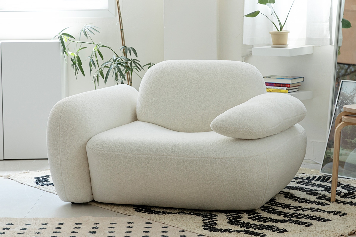 듀커쇼파 DK293 화이트 부클레 1인 소파