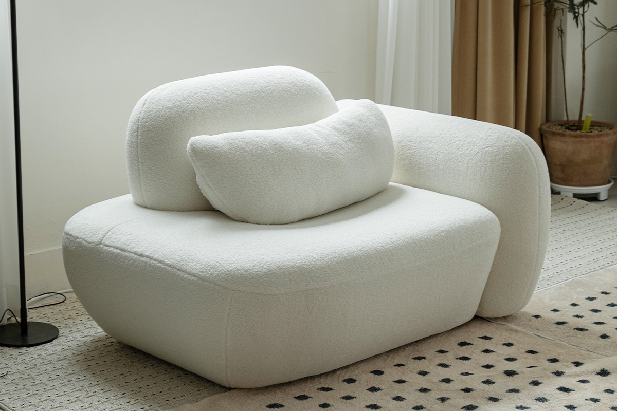 듀커쇼파 DK293 화이트 부클레 1인 소파