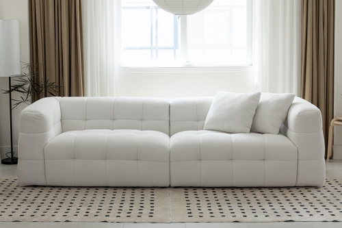 듀커쇼파 DK299 화이트 부클레 4인 소파