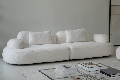 듀커쇼파 DK297 화이트 부클레 4인 소파